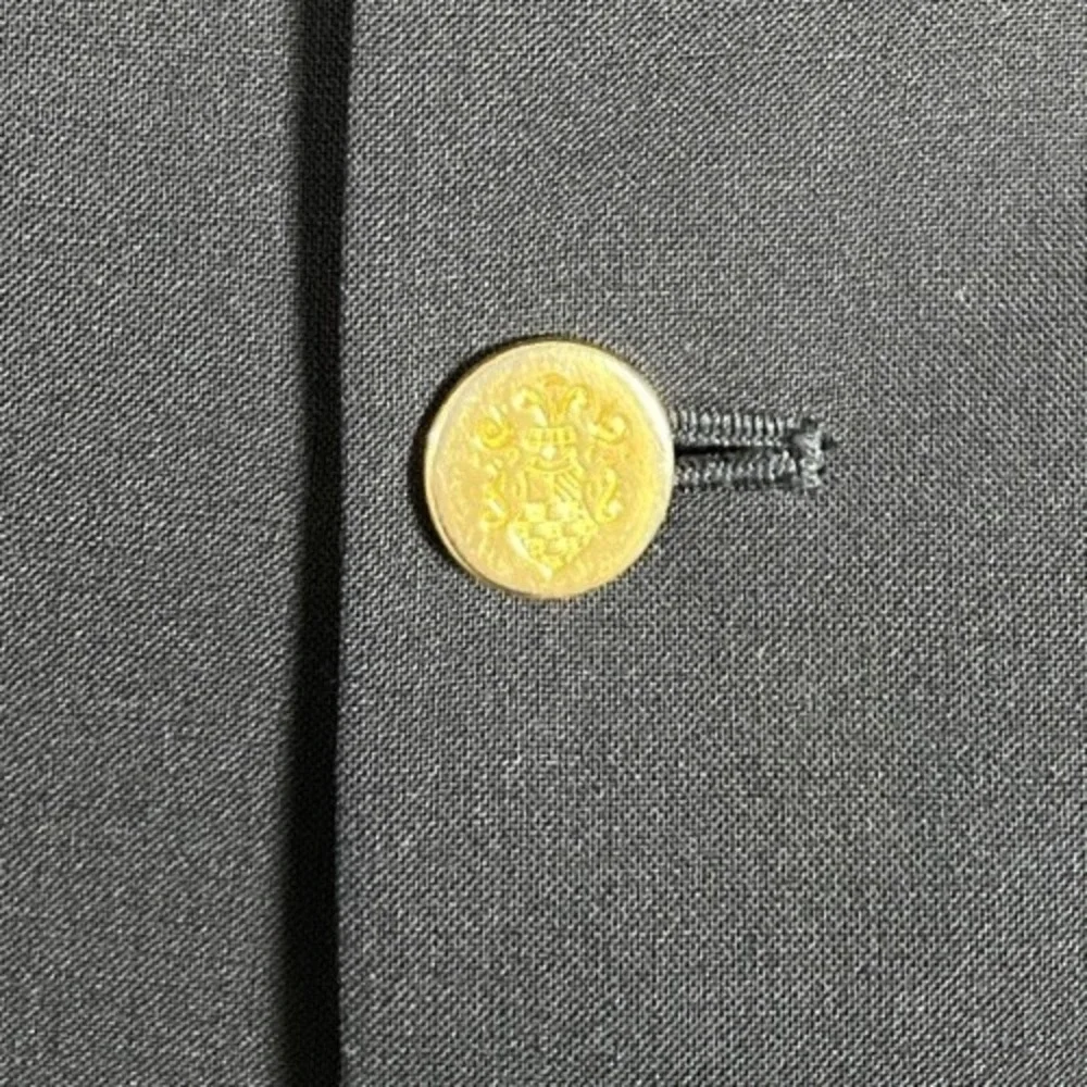 Versini Men's Blazer Sport Coat Size 41L Black 100% Wool 2 Gold Button *EUC